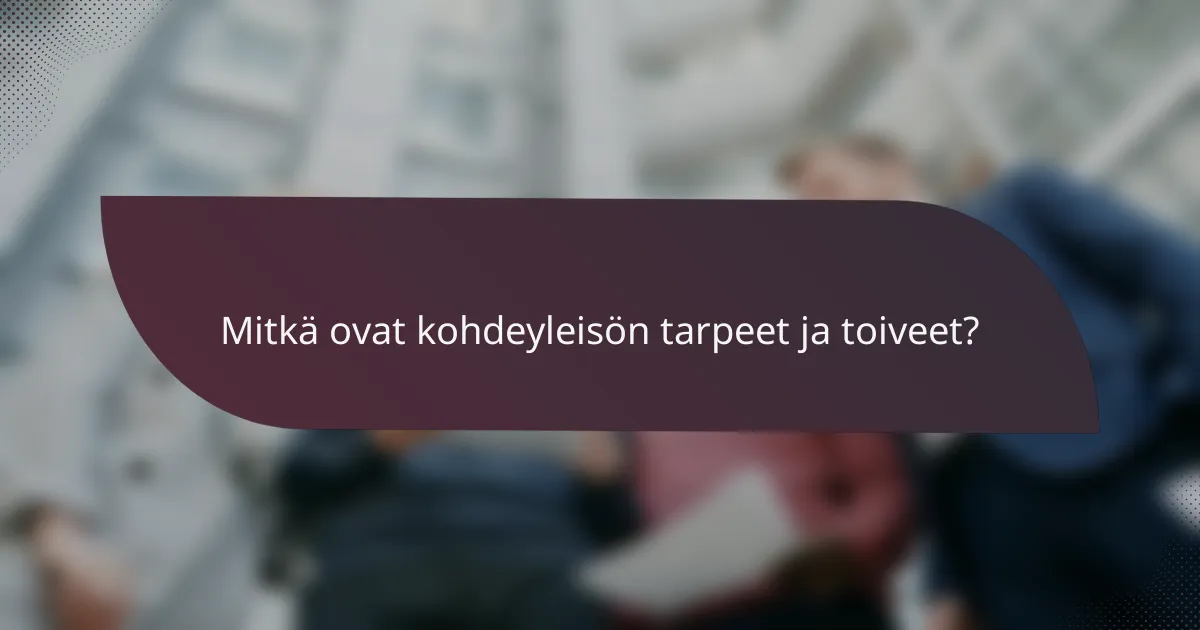 Mitkä ovat kohdeyleisön tarpeet ja toiveet?